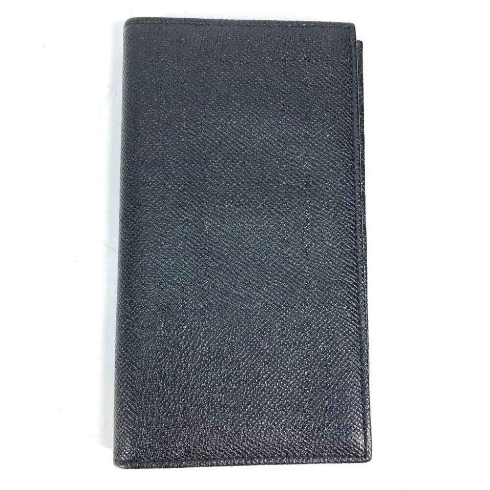 BVLGARI Long wallet logo Two fold Long Wallet Leather Black